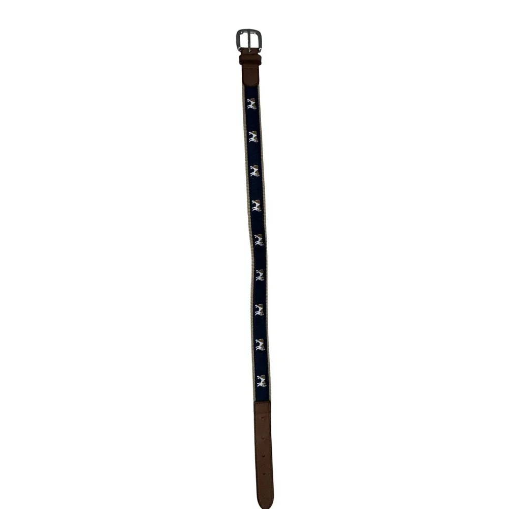 Janie and Jack Boys Navy Dog Embroidered Canvas Leather Belt 2T 3T 100024246